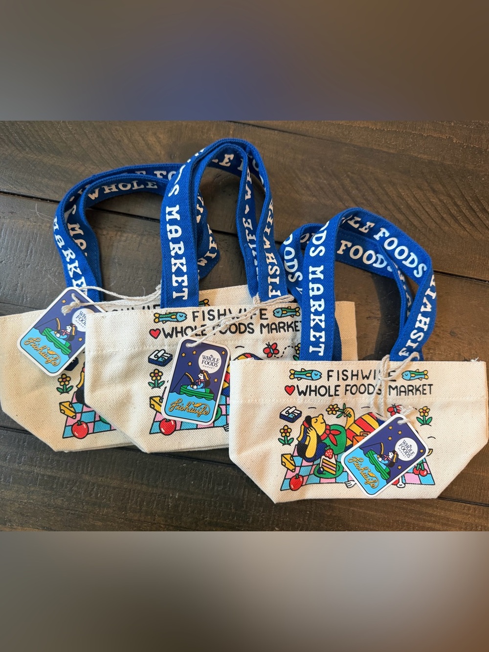 THREE ! Firm price - Whole Foods x Fishwife Market Micro Tote Bag